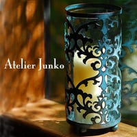 「Atelier Junko」 キャンドルホルダー　ダマスク　L  (ブルー)