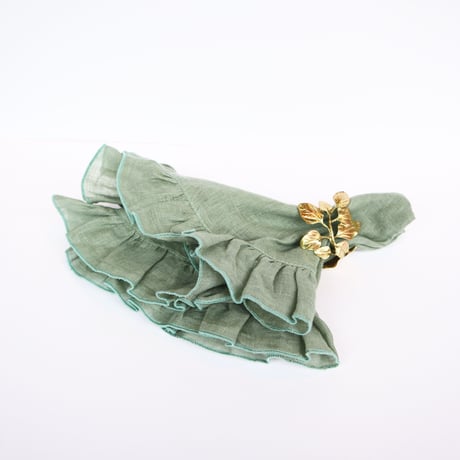 BORGO DELLE TOVAGLIE　リネンフリルナプキン　sage