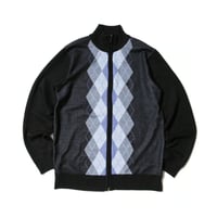 Argyle Full Zip Knit Sweater