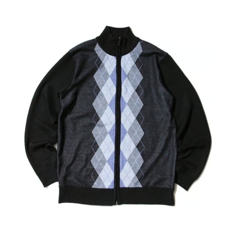Argyle Full Zip Knit Sweater