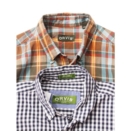 ORVIS Madras Plaid & Gingham Plaid S/SL Shirt