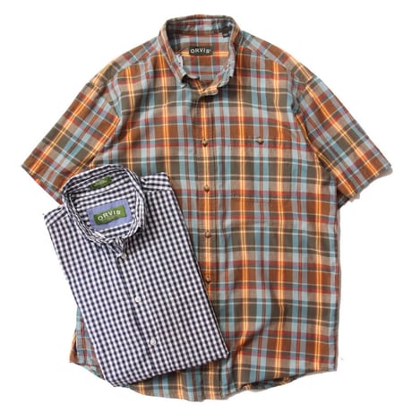 ORVIS Madras Plaid & Gingham Plaid S/SL Shirt