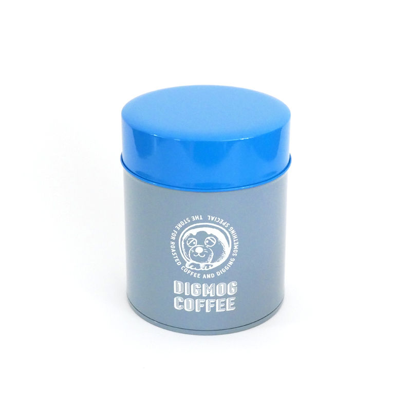 DIGMOG COFFEE コーヒー缶（フタ青／ボディグレー） | ichio otsuka