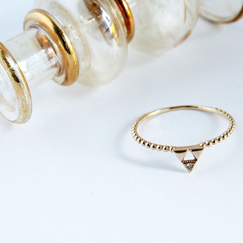 ⭐️金高騰⭐️K10PG ダイヤファッションリング⭐️USED⭐️ GEOMETRIC RING(2JR0578)K10 リング｜スタージュエリー公式