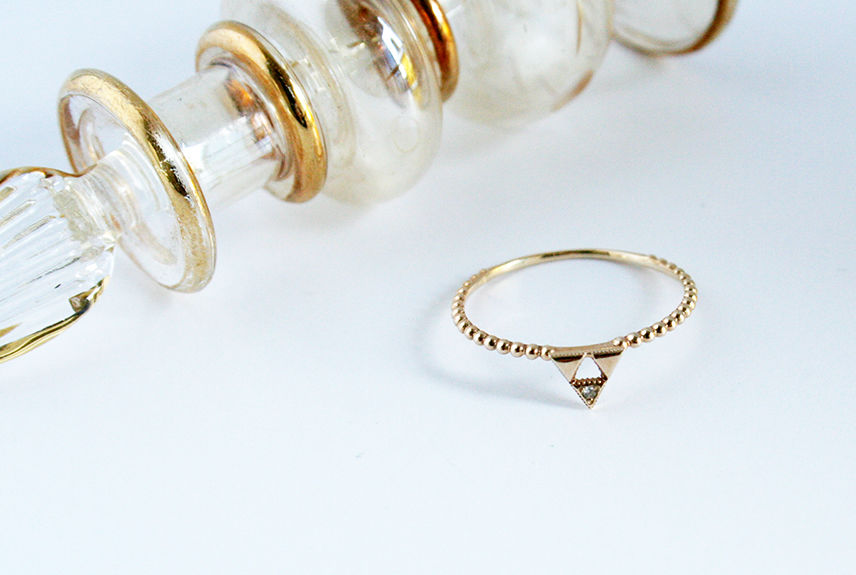 K10YGダイヤリング【SANKAKU MON / 三角文】K10YG, Diamond Ri