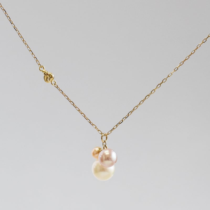 K10PG/【SANYO MUSUBI COLOR / 三葉結びカラー】淡水パールネックレス