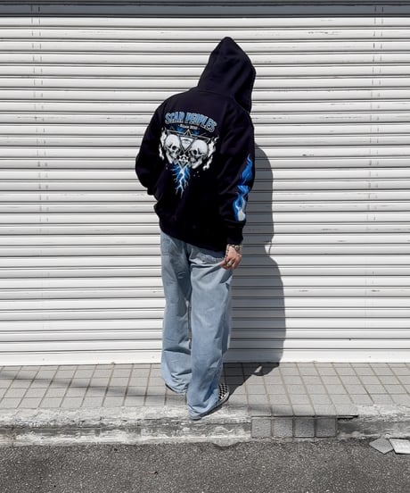 Skull Flame Zip Hoodie