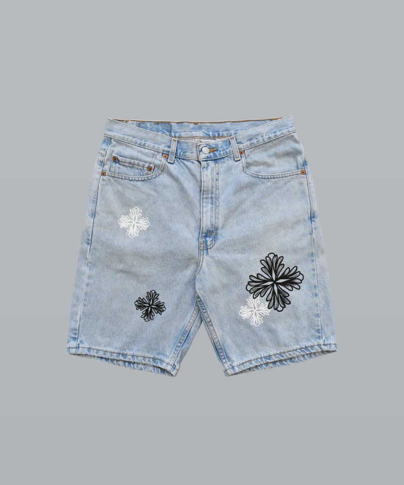 Blossom Cross Levi's 505 Used Remake Denim Shor Blossom Cross Levi's 505 Used Remake Denim Shor