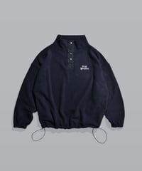 Basic Logo Fleece Half Button Pullover / Navy