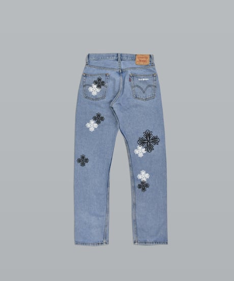 Blossom Cross Levi's 505 Used Remake Denim Pants W76 L82 / LS132