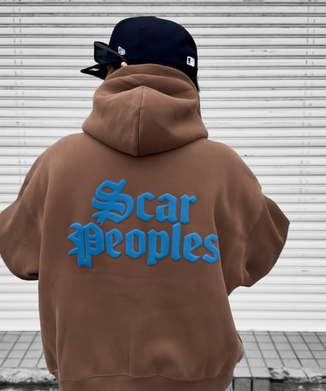 Alpha Logo Box Zip Hoodie / Brown