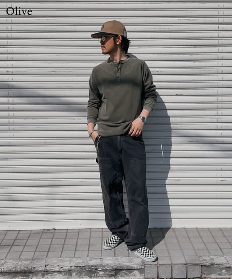 Pigment Henley Neck Thermal Long Sleeve Tee