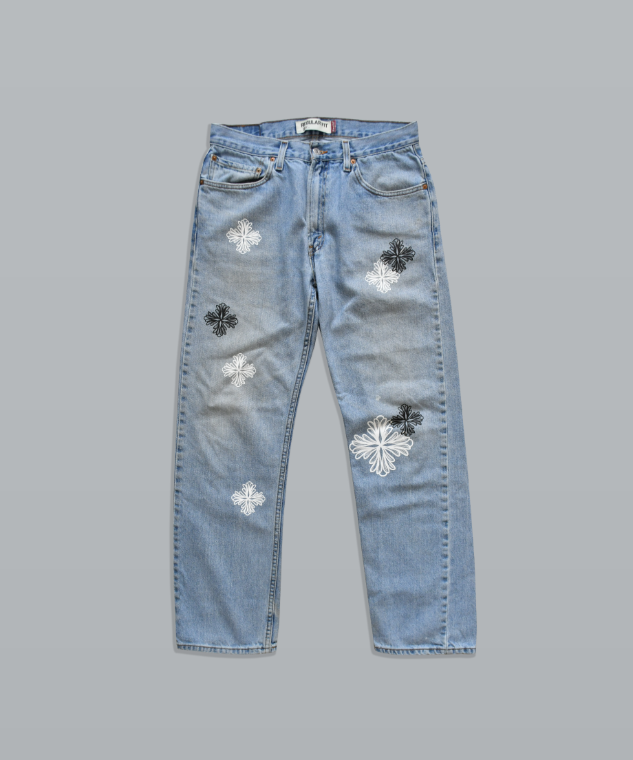 リメイクジーンズ Blossom Cross Levi's 505 Used Remake Denim Pant