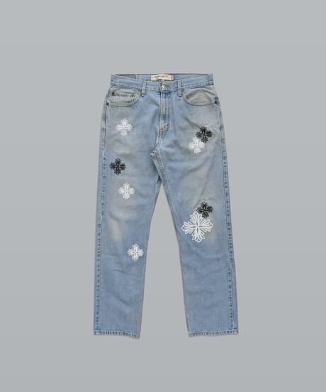 Blossom Cross Levi's 505 Used Remake Denim Pants W86 L81 / LS128