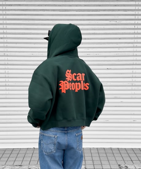 Alpha Logo Box Zip Hoodie / Green