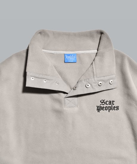 Basic Logo Fleece Half Button Pullover / Grey