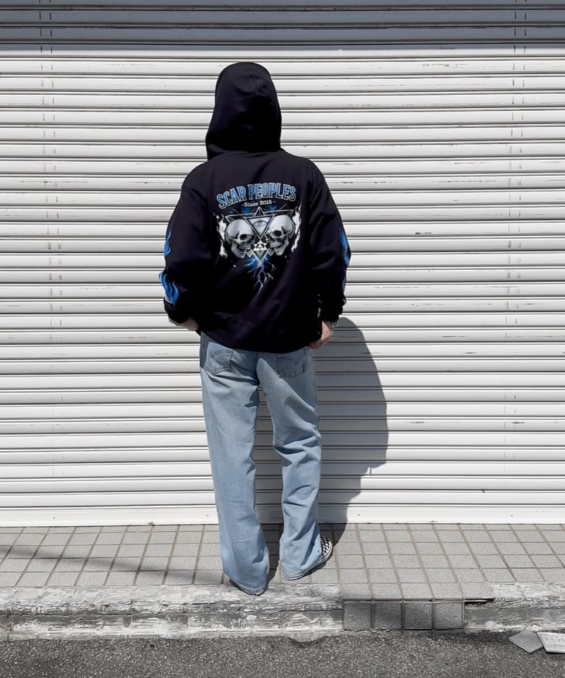 Skull Flame Zip Hoodie | Youthful Scar Peoples