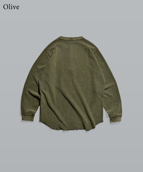 Pigment Henley Neck Thermal Long Sleeve Tee