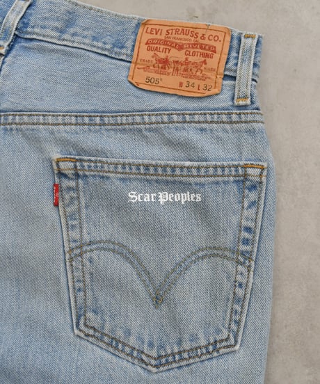 Blossom Cross Levi's 505 Used Remake Denim Pants W86 L81 / LS128