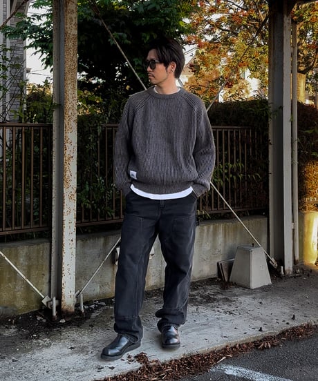 Basic Label Crew Neck Knit / Dark Grey