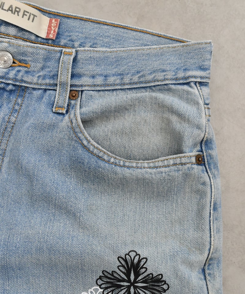 Blossom Cross Levi's 505 Used Remake Denim Pant