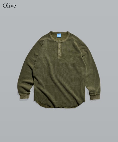 Pigment Henley Neck Thermal Long Sleeve Tee