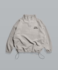 Basic Logo Fleece Half Button Pullover / Grey