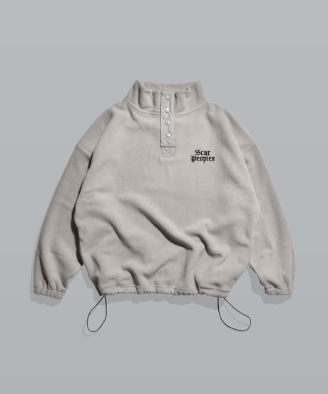 Basic Logo Fleece Half Button Pullover / Grey