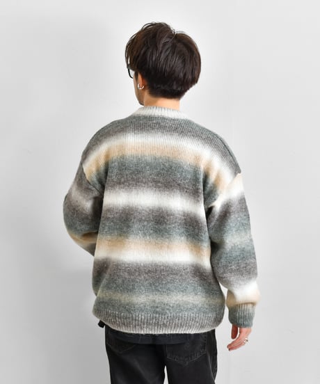 Gradation Knit / Grey × Green