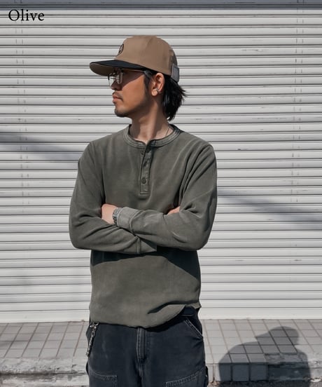 Pigment Henley Neck Thermal Long Sleeve Tee