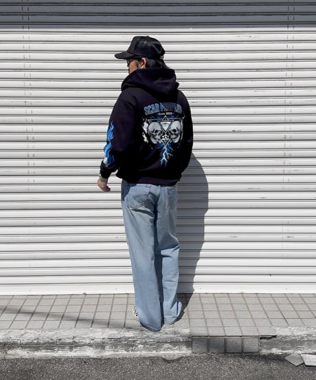 Skull Flame Zip Hoodie