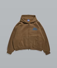 Alpha Logo Box Zip Hoodie / Brown