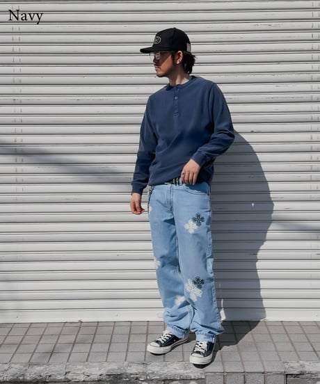 Pigment Henley Neck Thermal Long Sleeve Tee