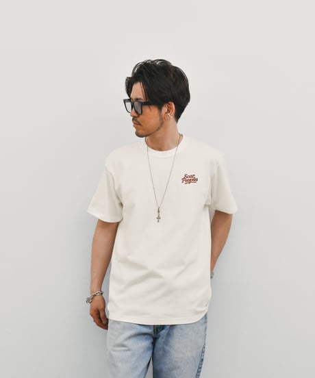 Heritage Logo Embroidery Tee / Ivory × Burgundy