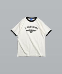 Wing Glyph Ringer Tee / Natural × Dusty Black