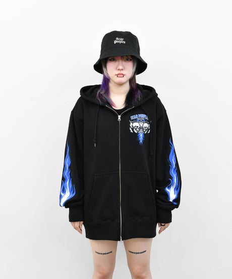Skull Flame Zip Hoodie