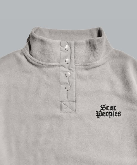 Basic Logo Fleece Half Button Pullover / Grey