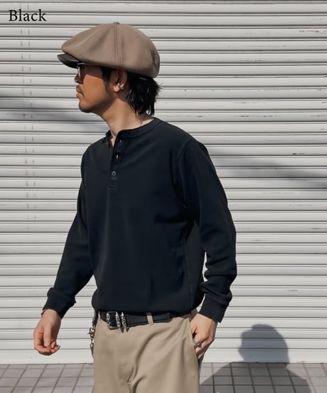 Pigment Henley Neck Thermal Long Sleeve Tee