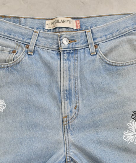 Blossom Cross Levi's 505 Used Remake Denim Pants W86 L81 / LS128