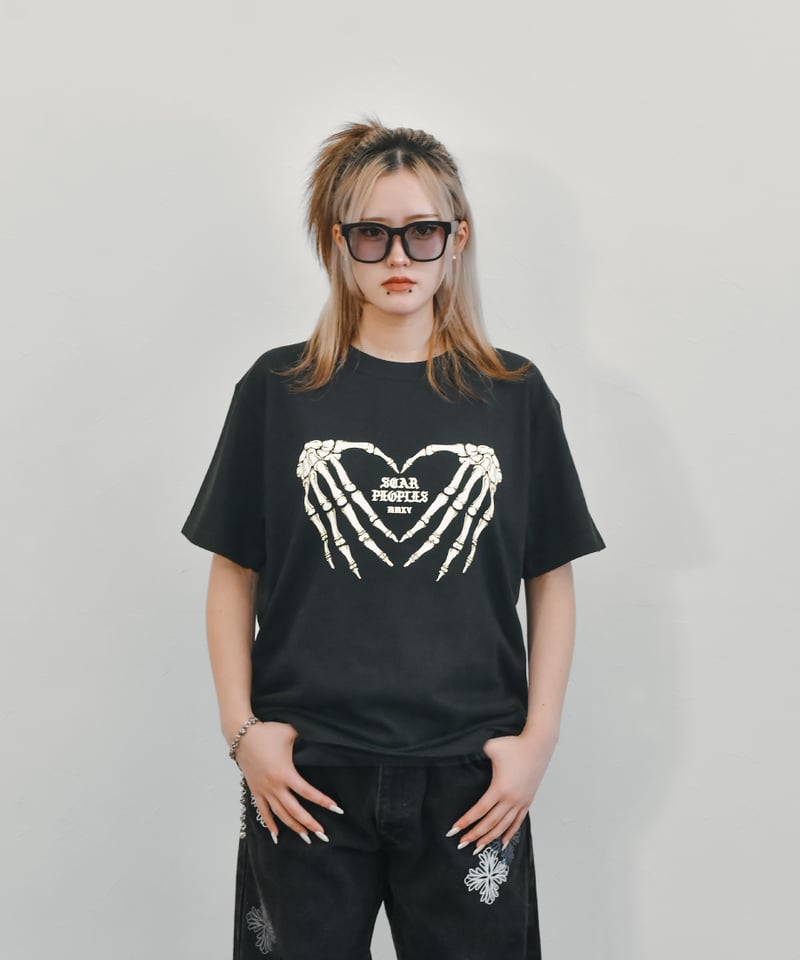 Bone Heart Tee / Sumi Black | Youthful Scar Peo