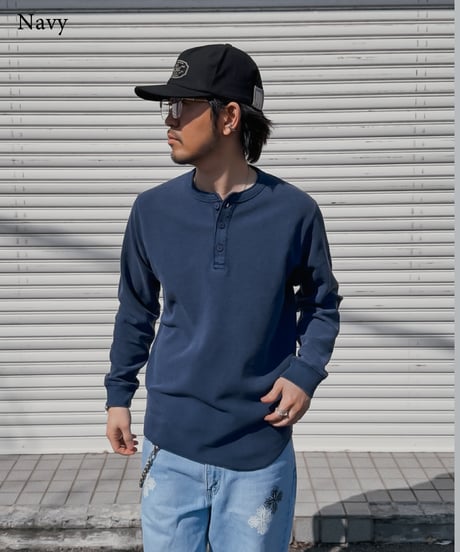 Pigment Henley Neck Thermal Long Sleeve Tee