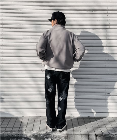 Basic Logo Fleece Half Button Pullover / Grey