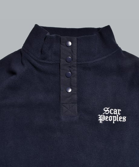 Basic Logo Fleece Half Button Pullover / Navy