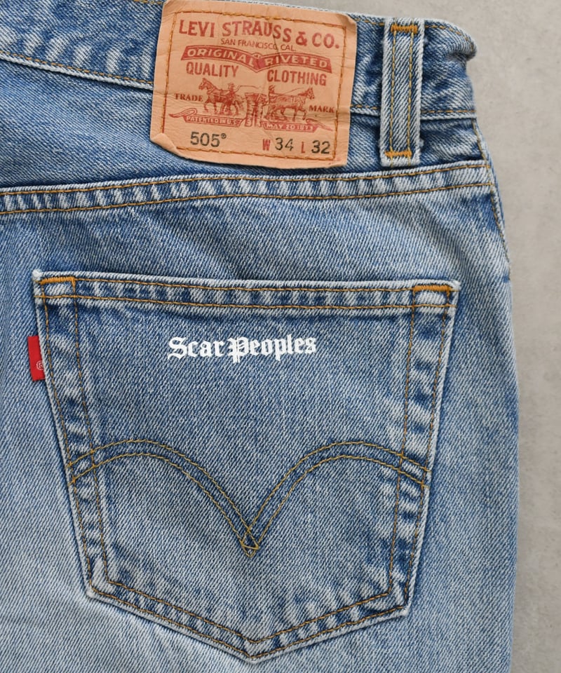 Blossom Cross Levi's 505 Used Remake Denim Pant