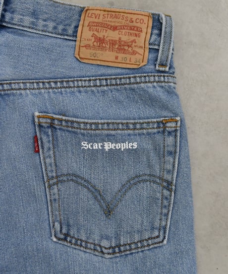 Blossom Cross Levi's 505 Used Remake Denim Pants W76 L82 / LS132