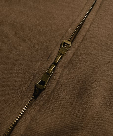 Alpha Logo Box Zip Hoodie / Brown