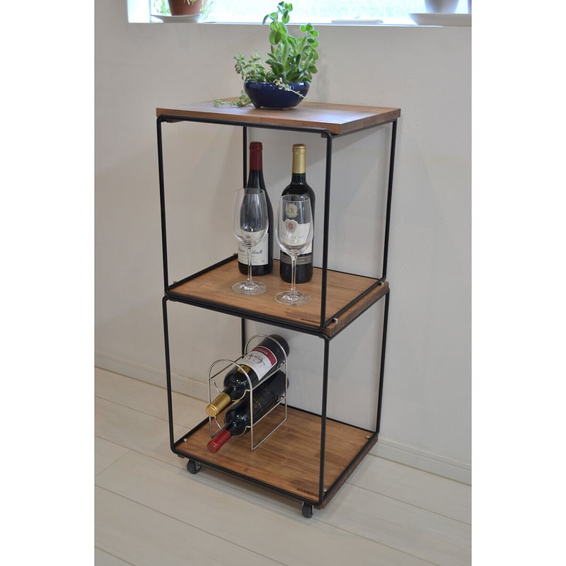 受注生産品】キャスター付きボックス型シェフル棚板塗装タイプ