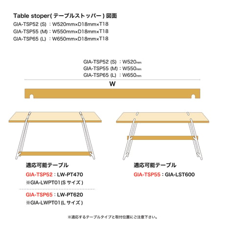LW-PT470用テーブルストッパー (S)：GIA-TSP52