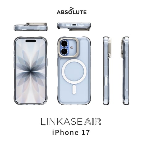 2025 ABSOLUTE・LINKASE AIR / ゴリラガラスiPhoneケース for iPhone 17シリーズ MagSafe対応、アルミ製カメラスタンド搭載
