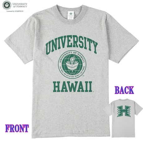 送料無料 HAWAI'I　Tシャツ メンズ レディース HWUS-030 6.2oz ヘビーウエイト ハワイ カレッジ ロゴ オープンエンドTシャツ アメカジ